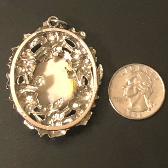 Silver Banded Amethyst Pewter Vintage Necklace Pendant Crystal Witch Goth Purple - Picture 4 of 5